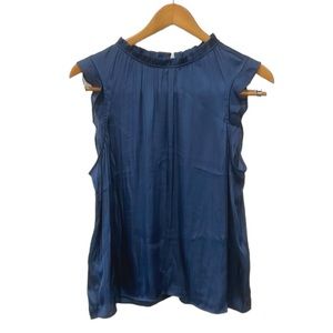 Banana Republic Ruffle Cap Sleeves Women’s Blouse Sz Lg Petite Blue